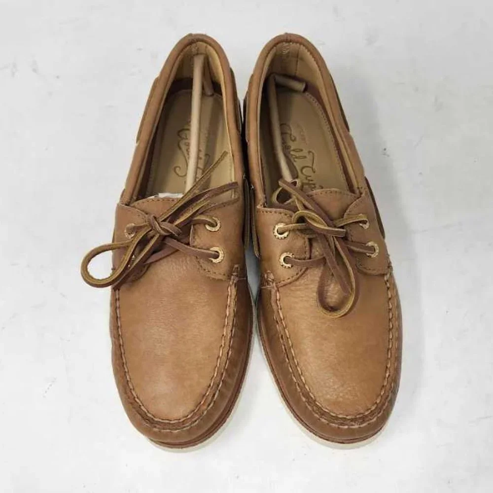 Men's 8 Sperry Gold Cup Authentic Original 2-eye boat shoes soft tan leather